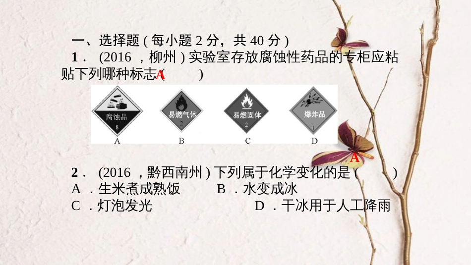 九年级化学上册 单元清四课件 （新版）新人教版_第2页