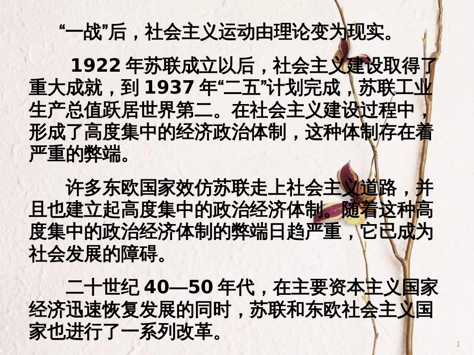 九年级历史下册 第五单元 第12课 苏联和东欧社会主义国家的改革课件1 岳麓版[共25页]_第1页