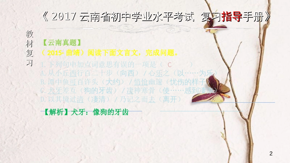 云南省中考语文 专题一 文言文阅读 本土名师复习计划（十一）《小石潭记》复习课件_第2页