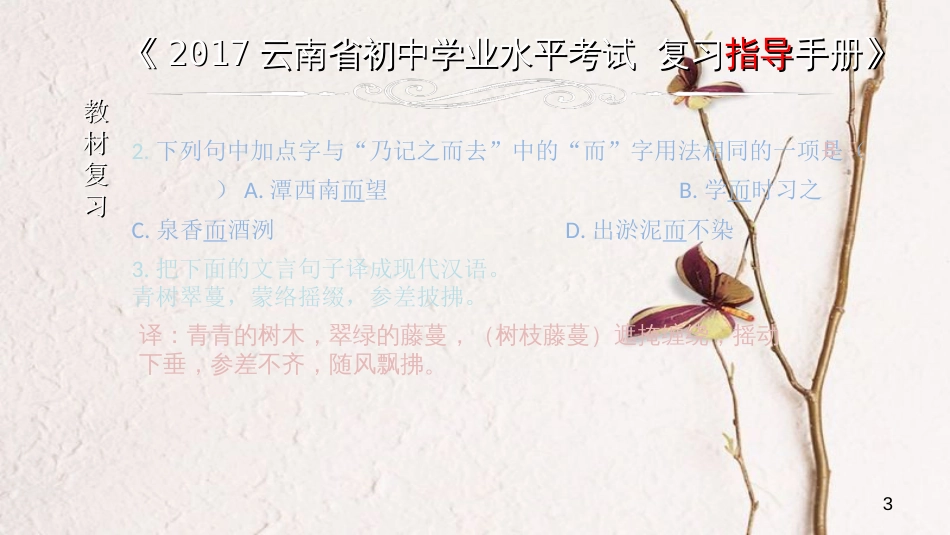 云南省中考语文 专题一 文言文阅读 本土名师复习计划（十一）《小石潭记》复习课件_第3页