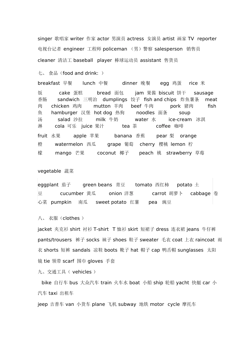 小学单词分类[共11页]_第2页