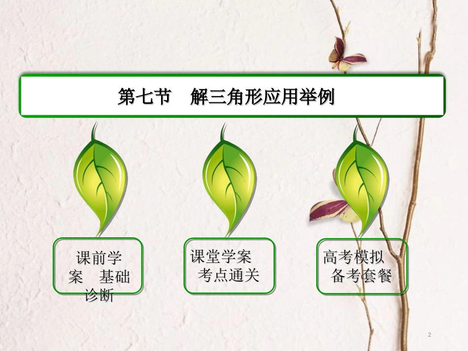 高三数学一轮总复习 第三章 三角函数、解三角形 3.7 解三角形应用举例课件_第2页