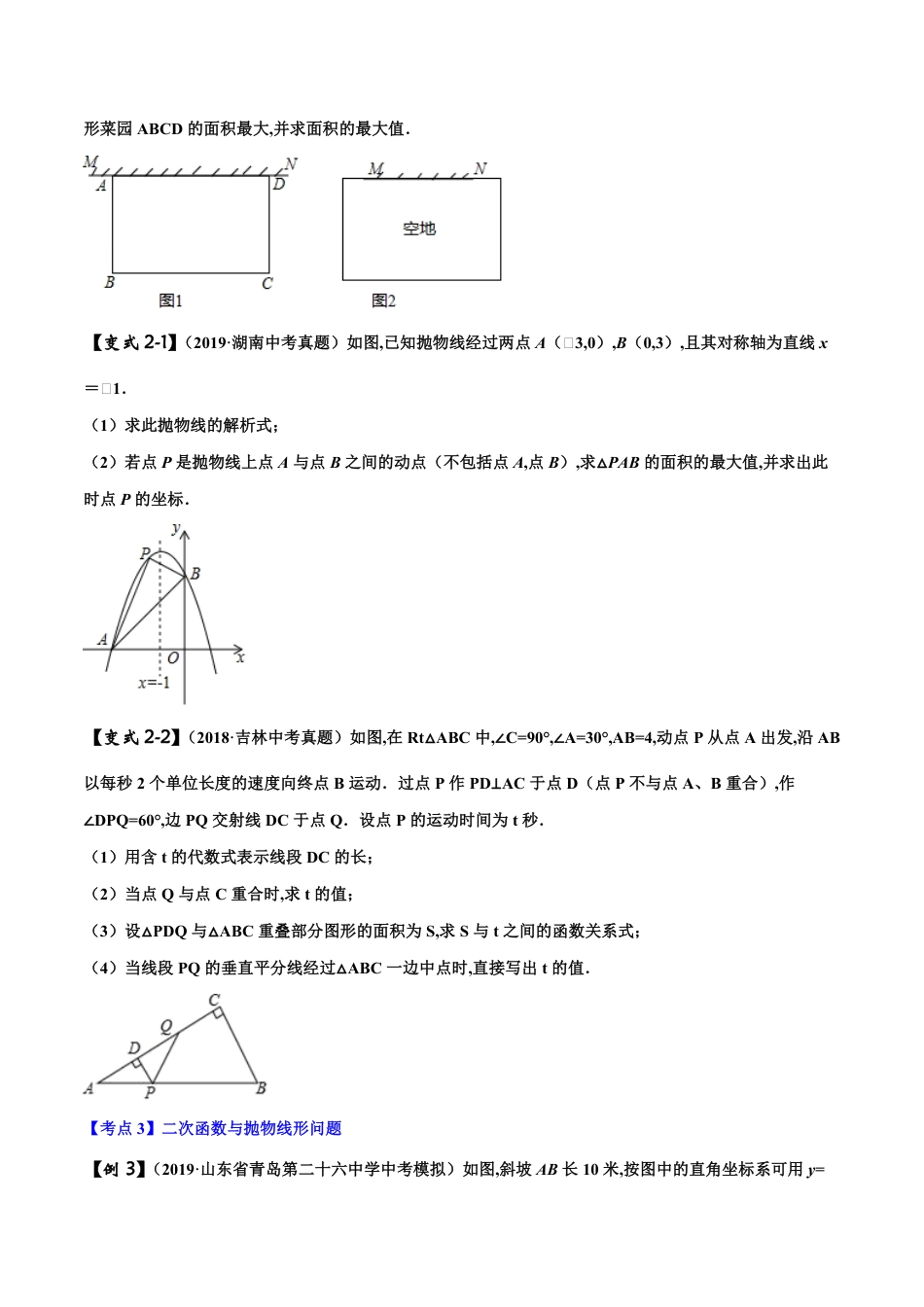 专题09 二次函数的综合性问题（原卷版）_第3页