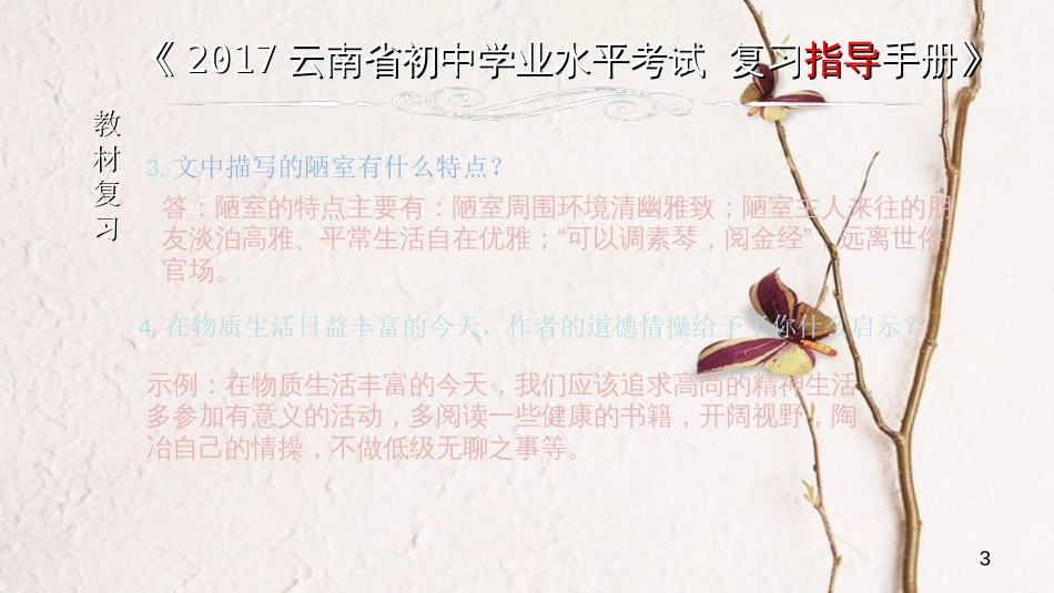 云南省中考语文 专题一 文言文阅读 本土名师复习计划（十）《陋室铭》复习课件_第3页