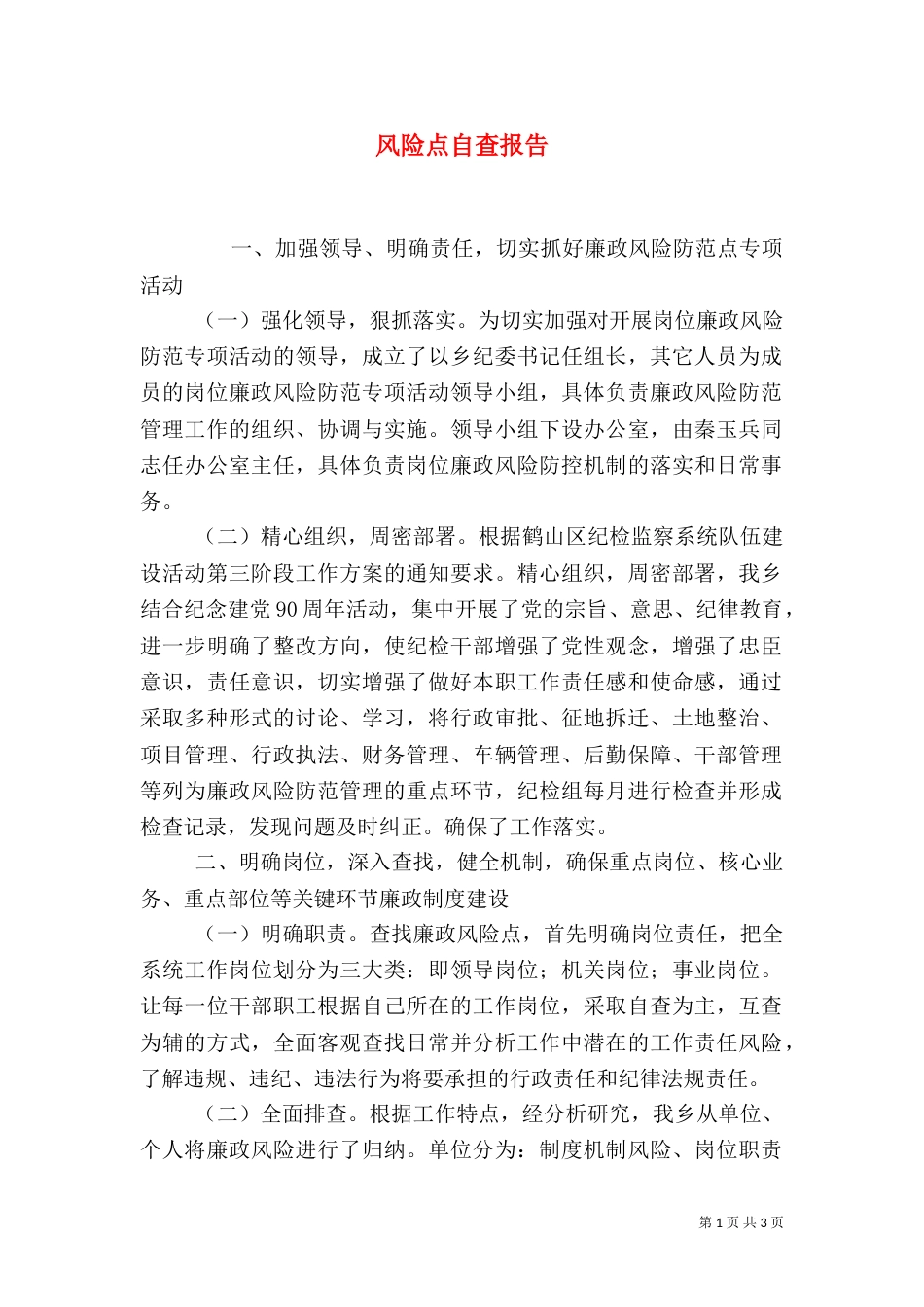 风险点自查报告（三）_第1页
