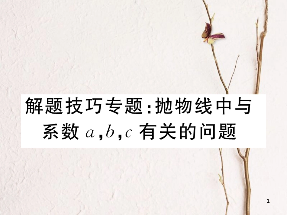 江西省中考数学 解题技巧专题 抛物线中与系数a,b,c有关的问题课件_第1页