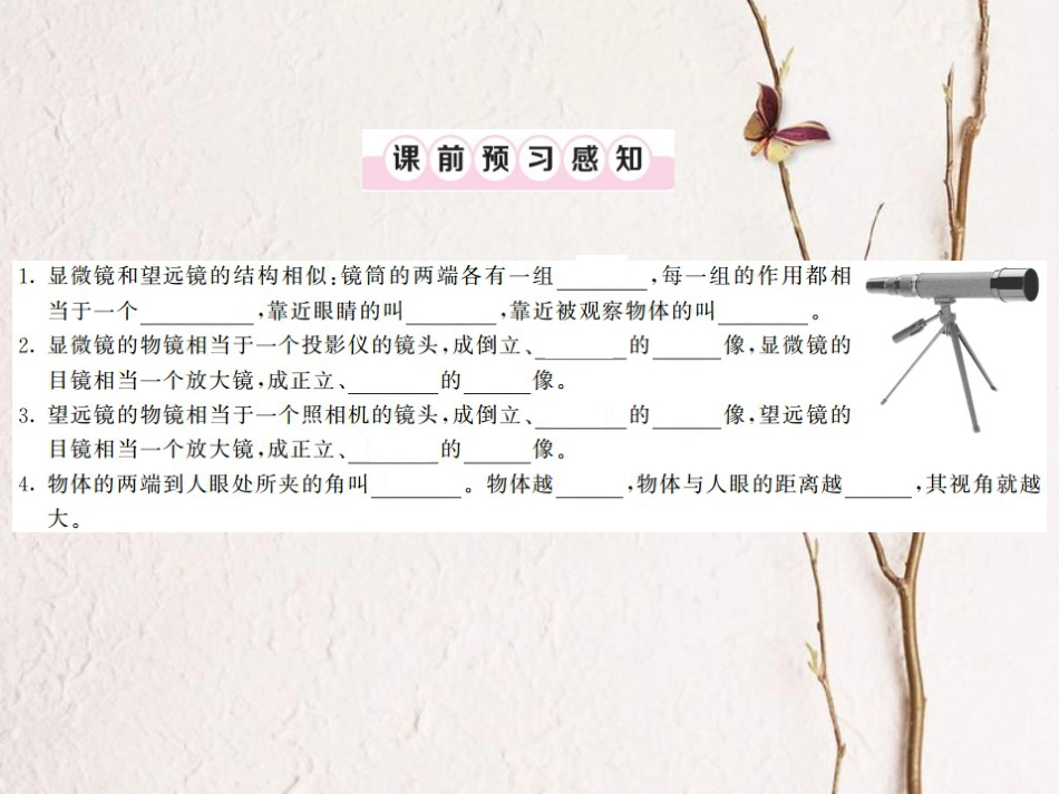 八年级物理上册 第五章 透镜及其应用 第5节 显微镜和望远镜习题课件 （新版）新人教版[共21页]_第2页