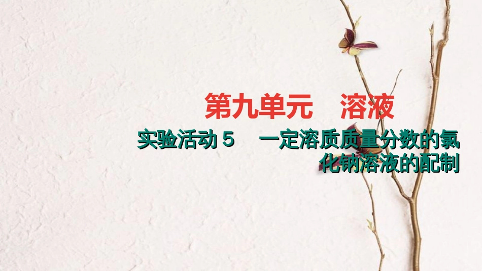 九年级化学下册 第九单元 溶液 实验活动5 一定溶质质量分数的氯化钠溶液的配制课件 （新版）新人教版_第1页
