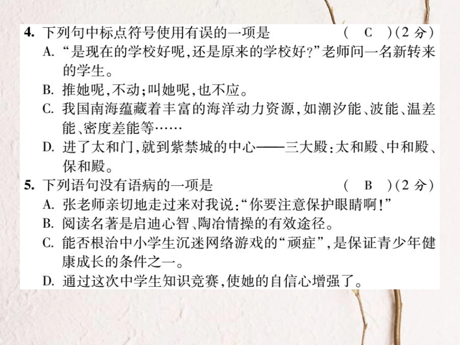 八年级语文上学期期末测试卷复习课件 （新版）新人教版[共22页]_第3页