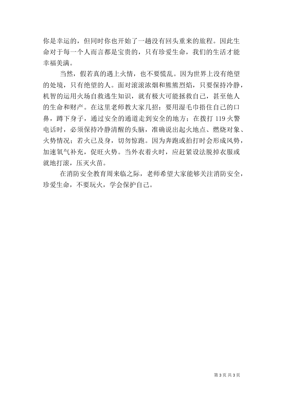 消防安全教育演讲稿（五）_第3页