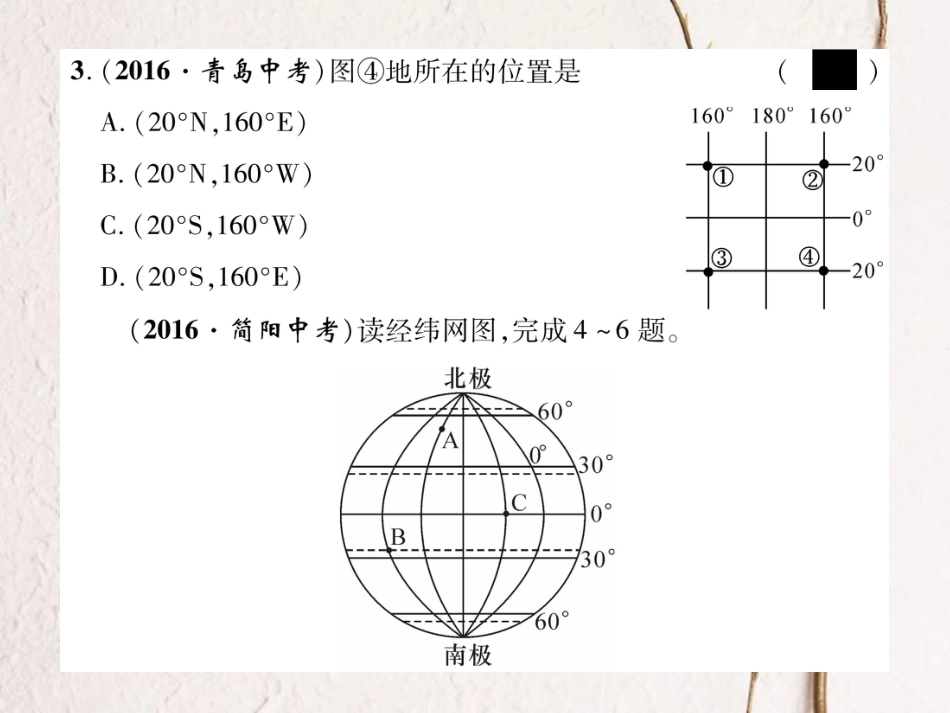 七年级地理上册 第一章 地球和地图达标测试课件 新人教版_第3页