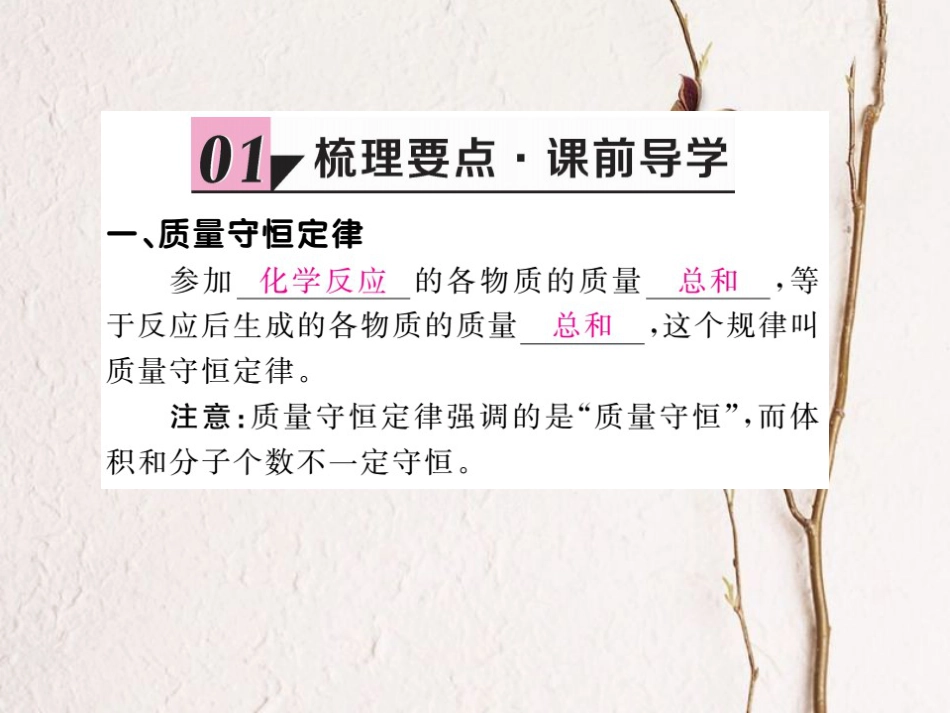 （贵州专）九年级化学上册 第五单元 课题1 第1课时 质量守恒定律复习课件 （新）新人教版_第2页