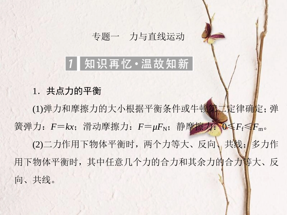 （新课标）高考物理一轮复习 专题一 力与直线运动课件_第1页