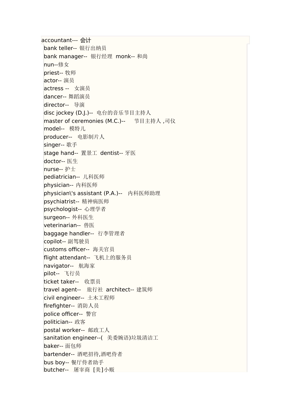 各种职业名称[共13页]_第1页