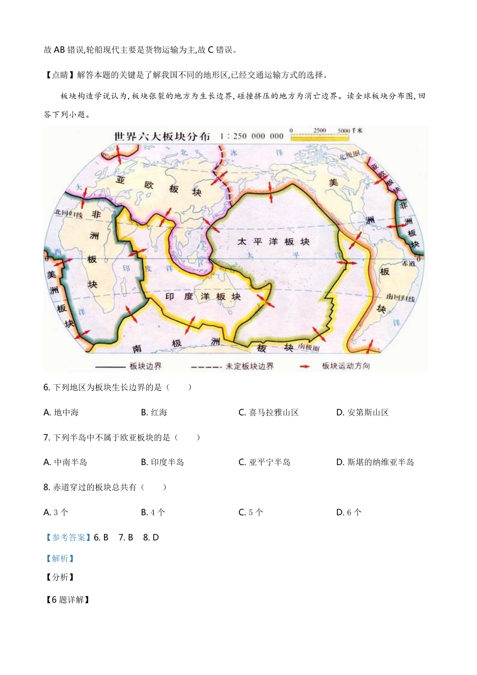 精品解析：湖南省株洲市2020年中考地理试题（解析版）_第3页