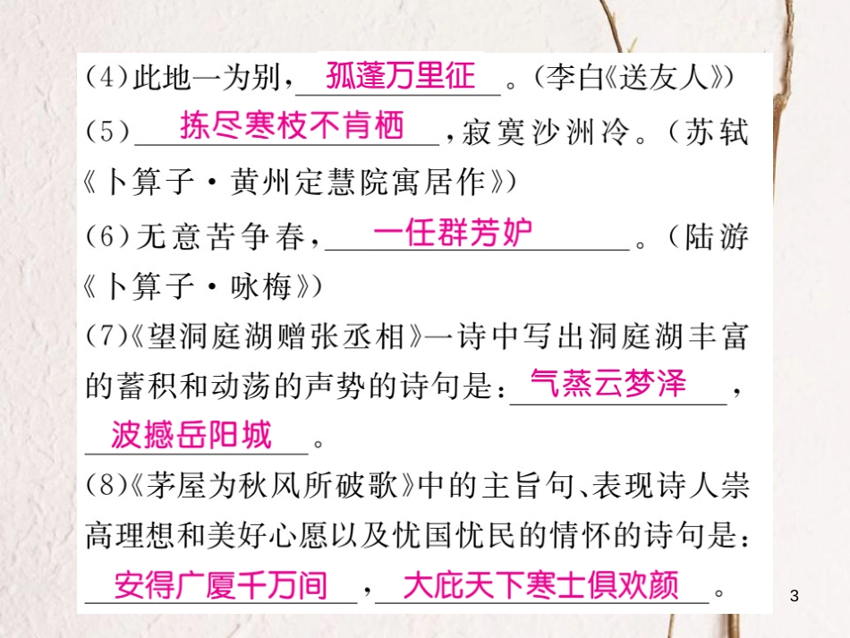 八年级语文下册 古诗文积累与阅读专训（二）习题课件 新人教版_第3页