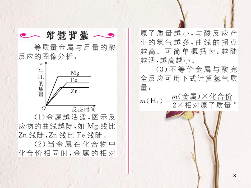 九年级化学下册 第8单元 金属和金属材料 课题2 金属的化学性质 第1课时 金属与氧气及酸的反应习题课件 （新版）新人教版[共17页]_第3页
