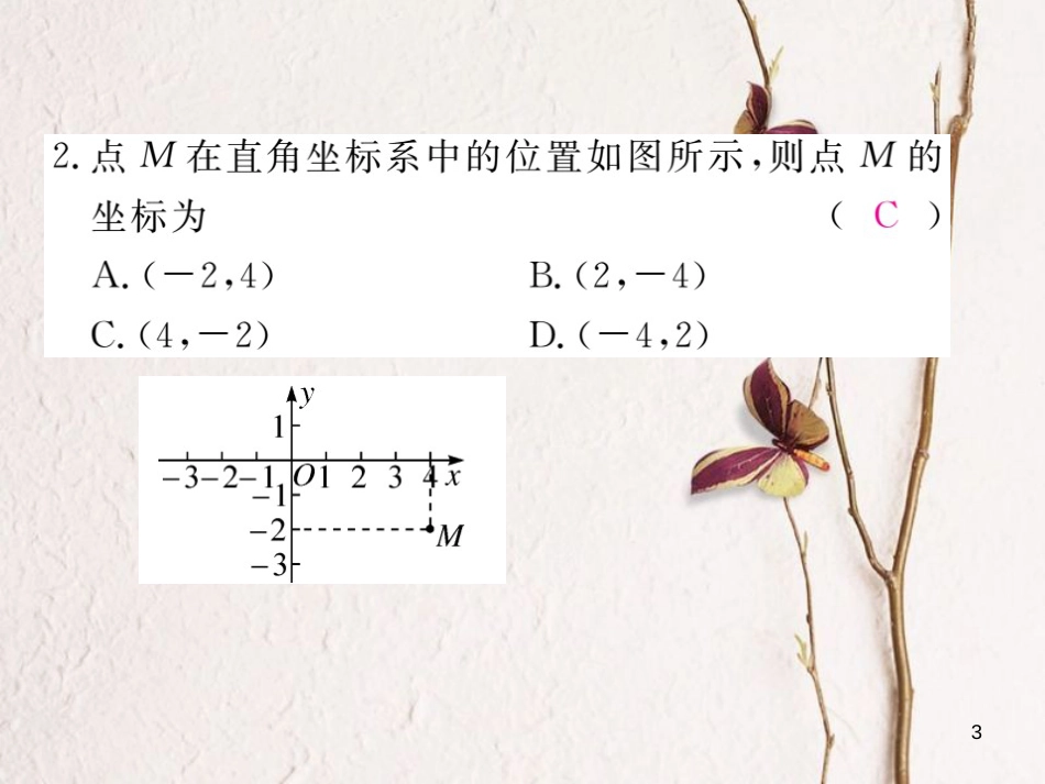 八年级数学下册 第19章 平面直角坐标系 19.2 平面直角坐标系 第1课时 平面直角坐标系练习课件 （新版）冀教版_第3页