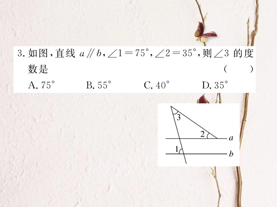 八年级数学上册 7.5 第2课时 三角形的外角习题课件 （新版）北师大版_第3页