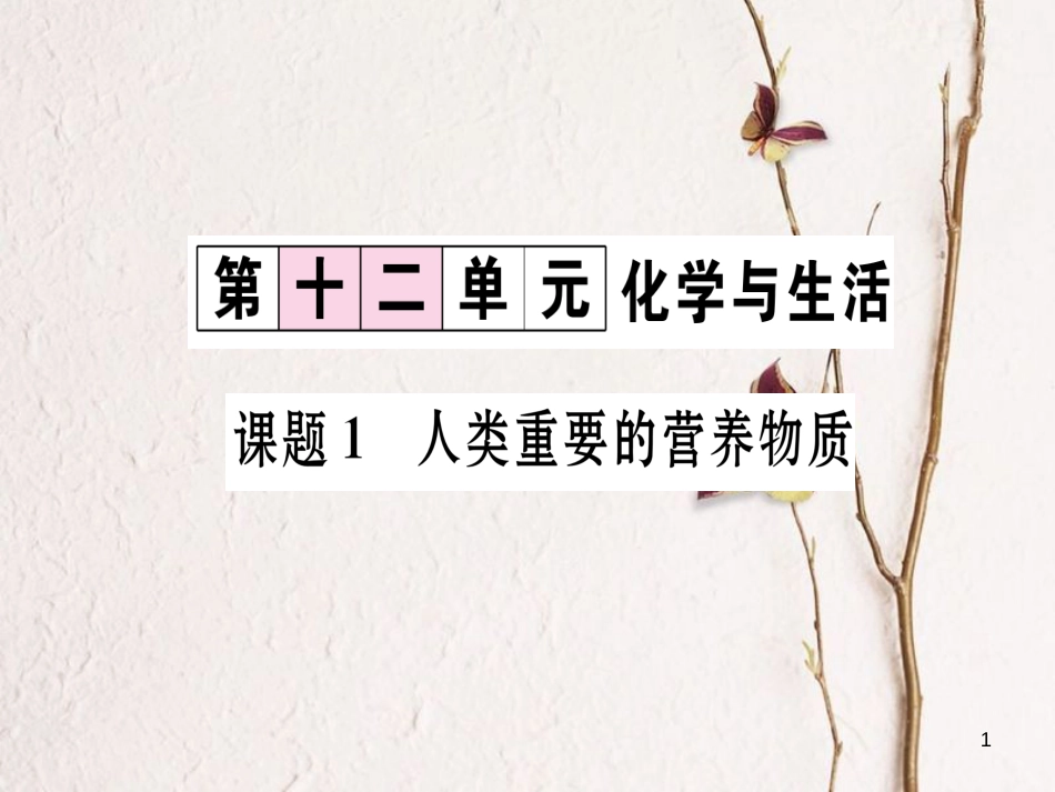 九年级化学下册 第12单元 化学与生活 课题1 人类重要的营养物质习题课件 （新版）新人教版[共19页]_第1页