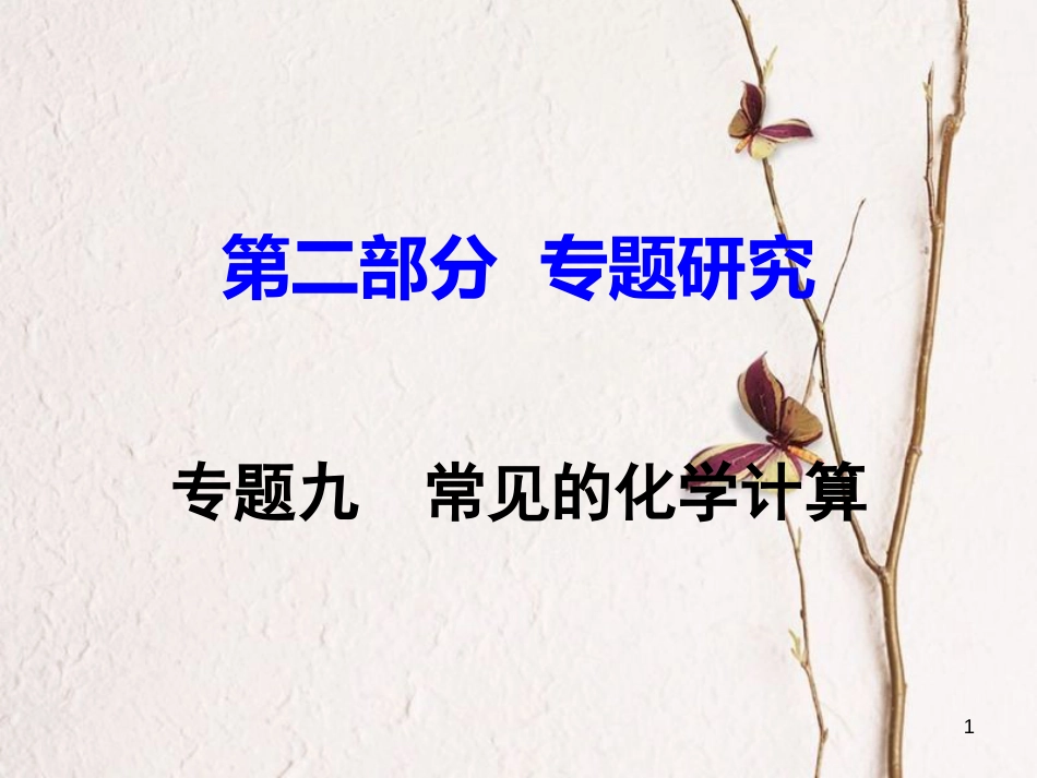 江西省中考化学研究复习 第二部分 专题研究 专题九 常见的化学计算课件_第1页