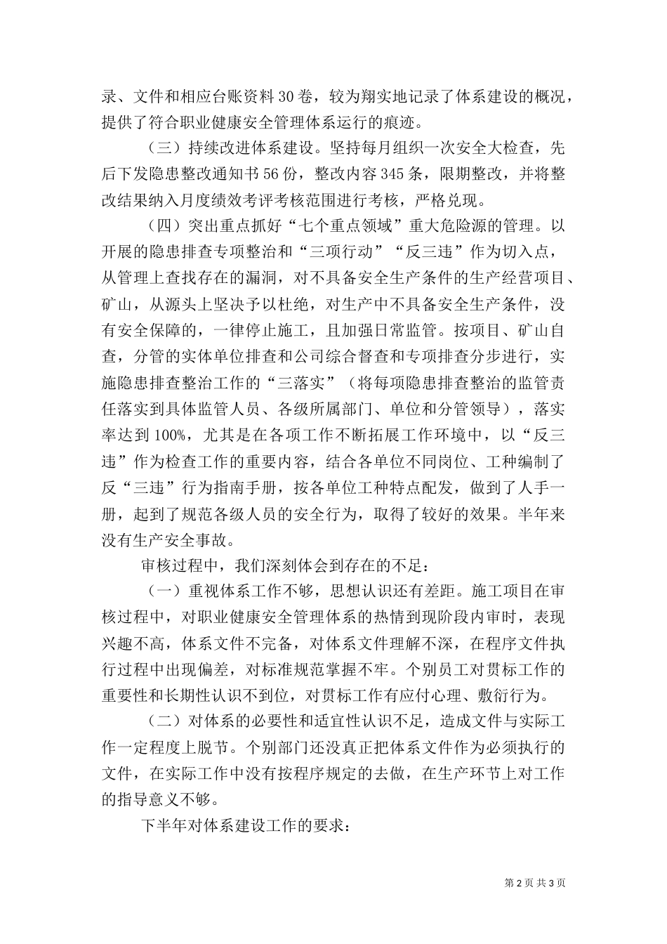 安全生产管理体系建立运行情况汇报_第2页