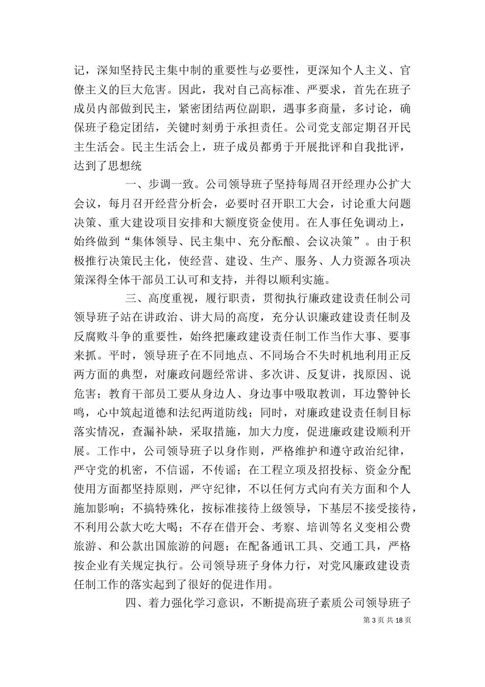 公司领导班子述职述廉报告（三）_第3页