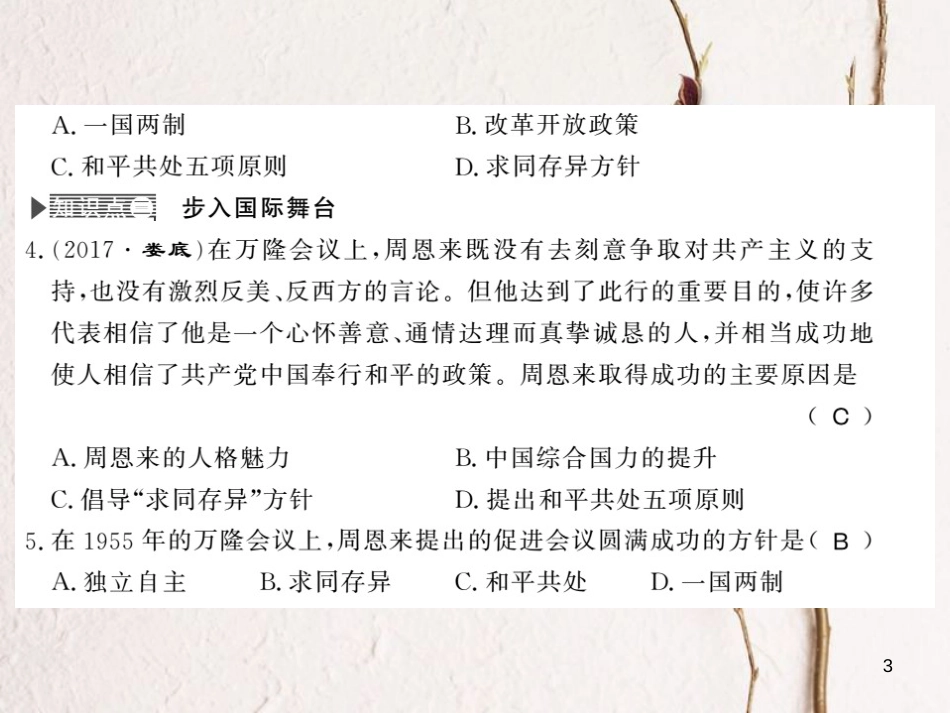 八年级历史下册 第二单元 向社会主义社会过渡 第七课 独立自主的新中国外交课件 岳麓版_第3页