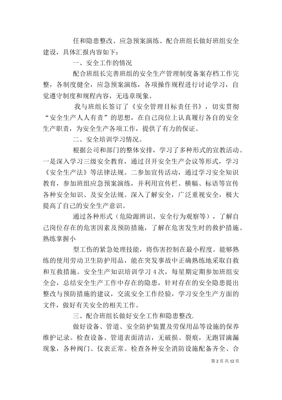 安全生产履职自查报告(个人)_第2页
