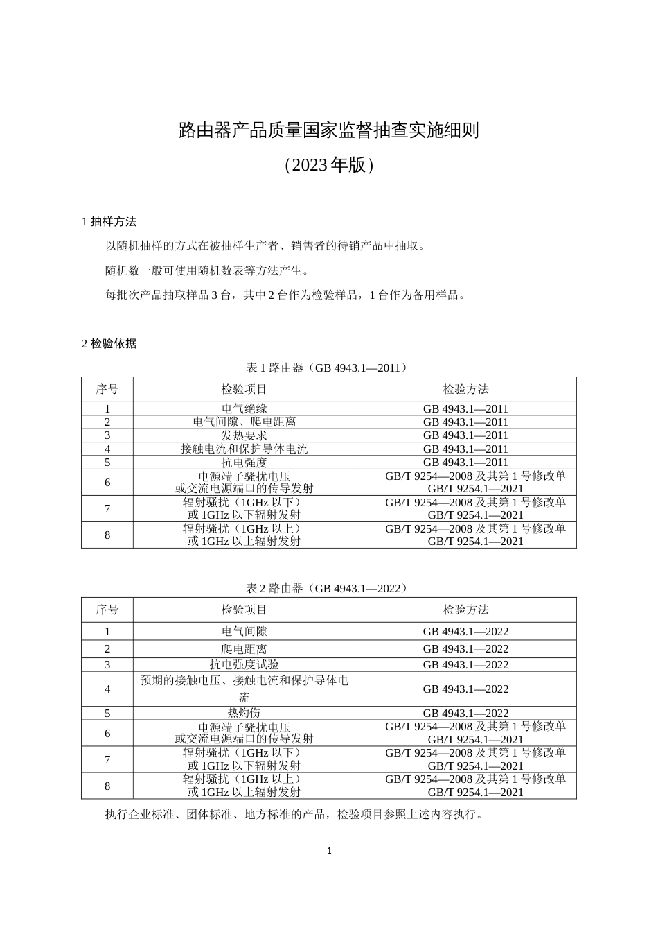 30 路由器产品质量国家监督抽查实施细则（2023年版）_第1页