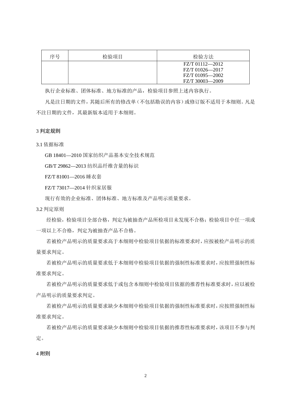 12 睡衣居家服产品质量国家监督抽查实施细则（2023年版）_第2页