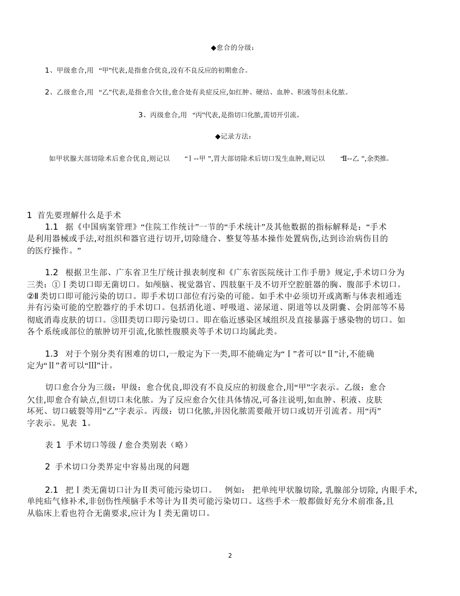 手术切口分类Ⅰ、Ⅱ、Ⅲ、Ⅳ类切口分类的标准[1]-1类切口_第2页