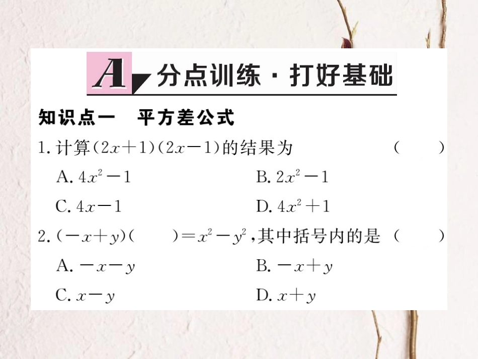 八年级数学上册 14.2.1 平方差公式习题课件 （新版）新人教版_第2页