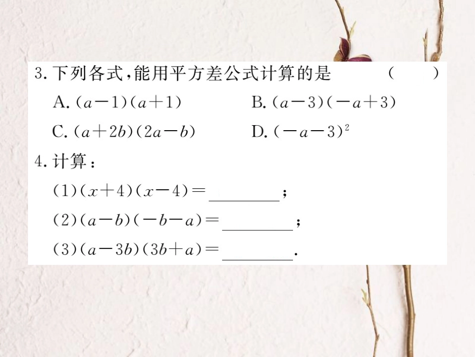 八年级数学上册 14.2.1 平方差公式习题课件 （新版）新人教版_第3页