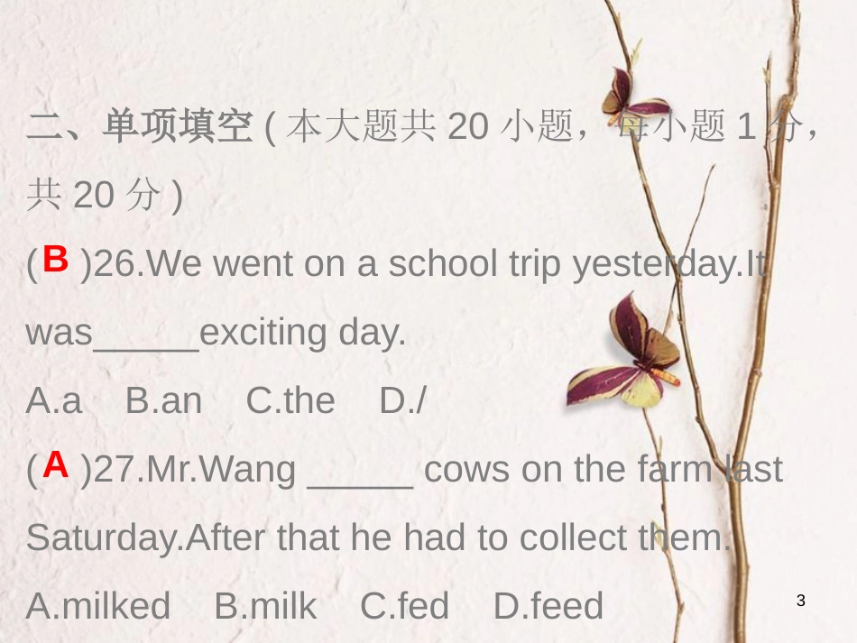 七年级英语下册 Unit 11 How was your school trip测试卷课件 （新版）人教新目标版_第3页