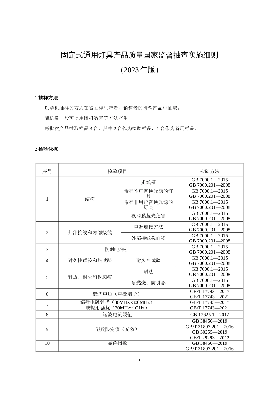 37 固定式通用灯具产品质量国家监督抽查实施细则（2023年版）_第1页