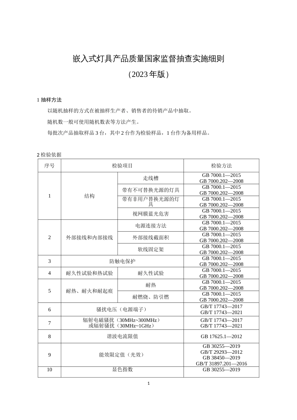 38 嵌入式灯具产品质量国家监督抽查实施细则（2023年版）_第1页