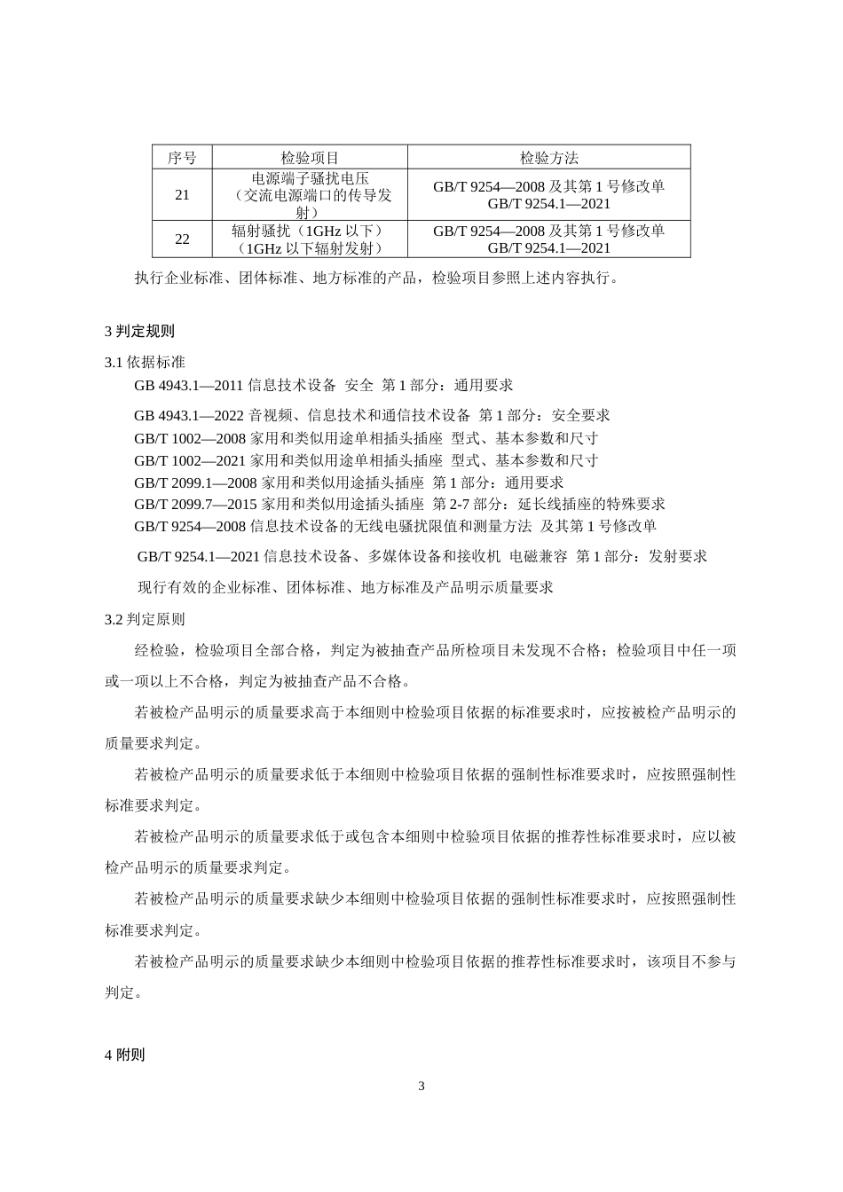 75 延长线插座（带电源适配器）产品质量国家监督抽查实施细则（2023年版）_第3页