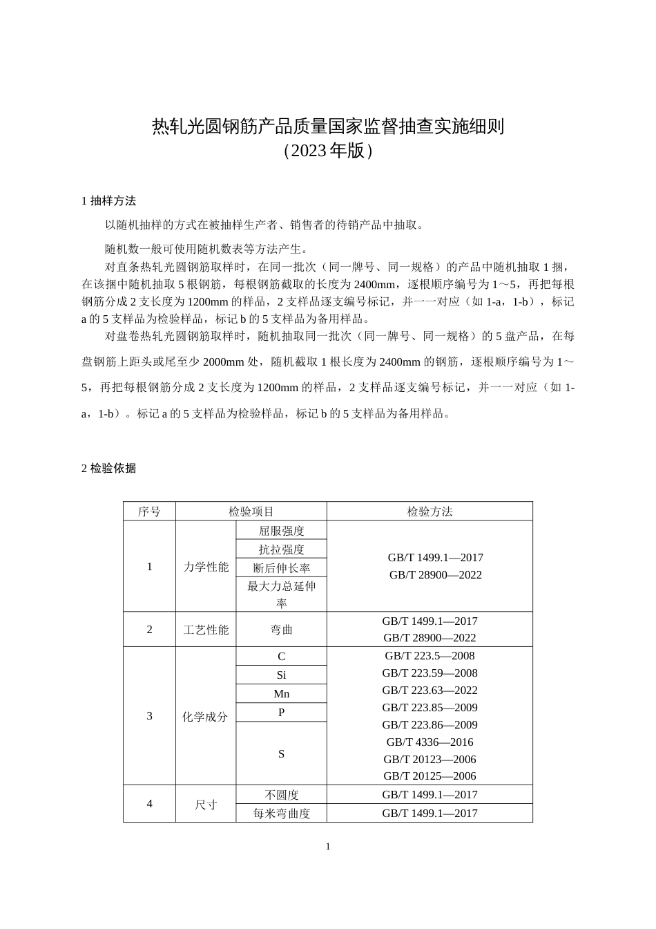 47 热轧光圆钢筋产品质量国家监督抽查实施细则（2023年版）_第1页