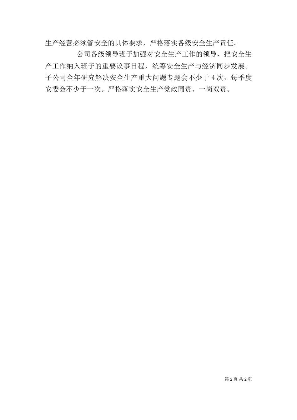 公司安全生产座谈会发言稿（四）_第2页