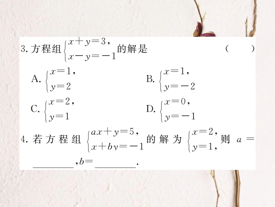 八年级数学上册 5.1 认识二元一次方程组习题课件 （新版）北师大版_第2页