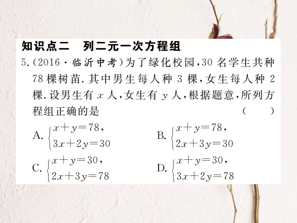 八年级数学上册 5.1 认识二元一次方程组习题课件 （新版）北师大版_第3页