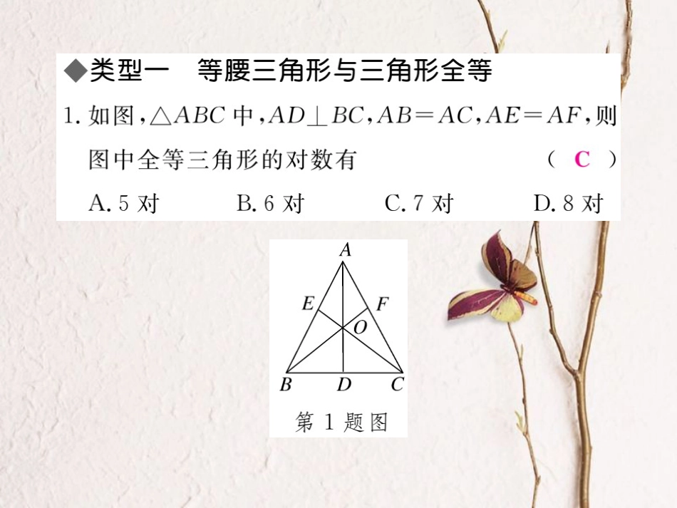 八年级数学上册 考点综合专题 等腰三角形与其他知识的综合课件 （新版）冀教版_第2页
