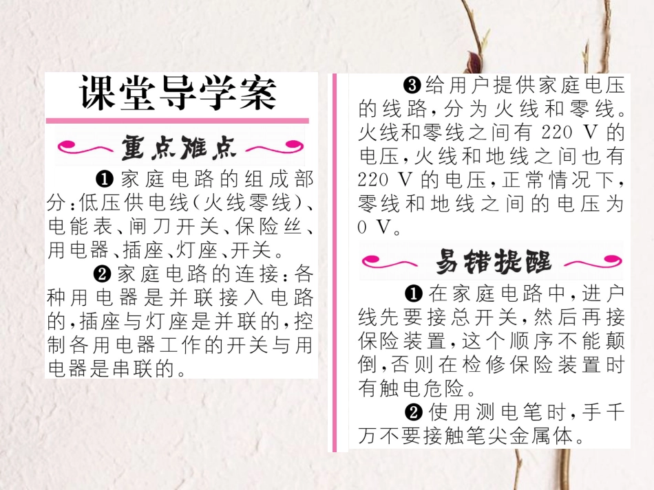 （黔西南地区）九年级物理全册 第19章 生活用电 第1节 家庭电路习题课件 （新）新人教_第2页