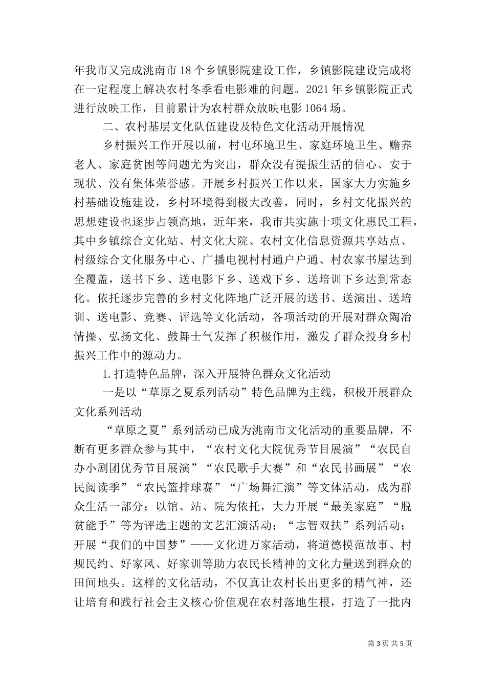 文化振兴乡村工作汇报材料_第3页
