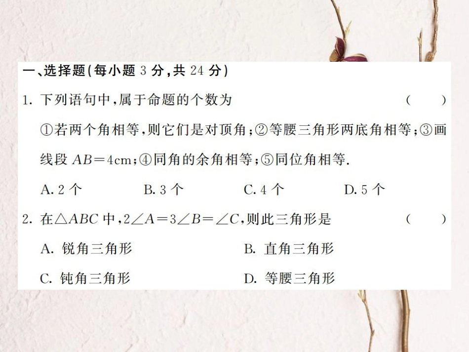 八年级数学上册 2 三角形综合测试卷课件 （新版）湘教版_第2页