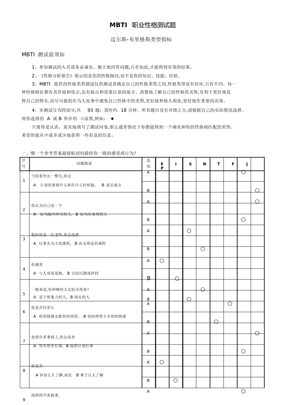 《MBTI职业性格测试93题》[共13页]_第1页