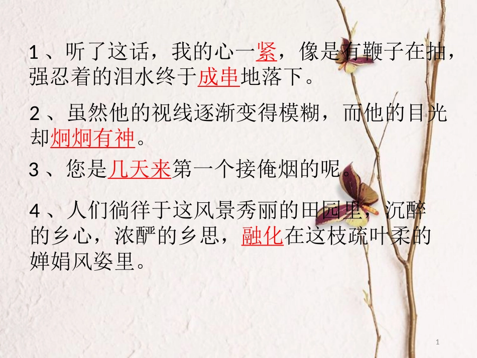 辽宁省恒仁满族自治县中考语文专题复习 记叙文 加点词语的表达效果课件[共9页]_第1页