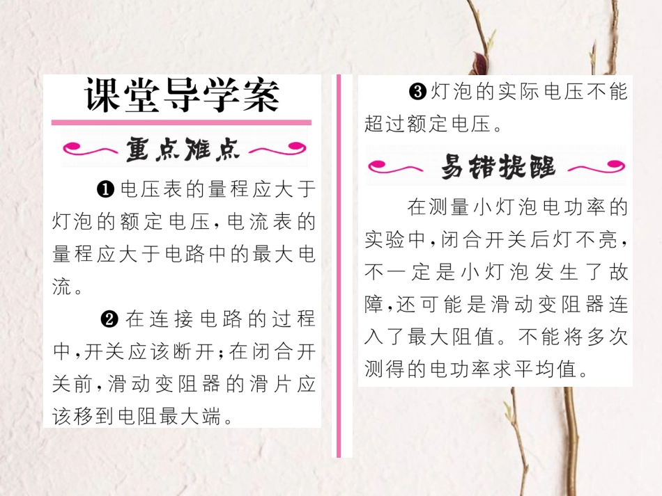 （黔西南地区）九年级物理全册 第18章 电功率 第3节 测量小灯泡的电功率 第1课时 伏安法测功率习题课件 （新）新人教_第2页