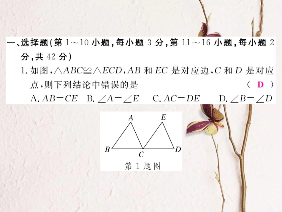 八年级数学上册 13 全等三角形检测卷课件 （新版）冀教版[共24页]_第1页